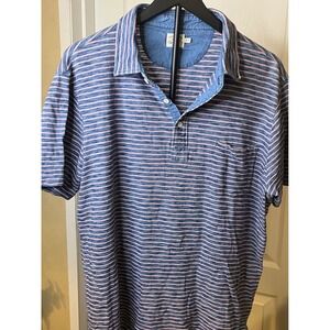 Faherty Brand‎ Mens Blue Pink Stripe Short Sleeve Polo Shirt Size XL